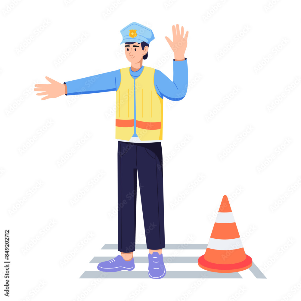 Sticker an editable flat illustration of traffic police