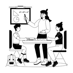 A handy glyph illustration showing teacher 