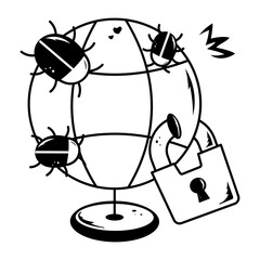 Latest hand drawn icon of bug attack 