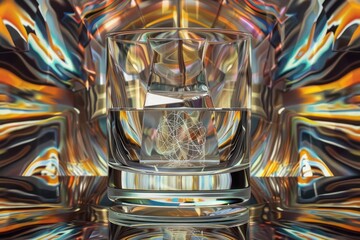 Digital Sculpture of Quantum Mechanics seen through a Tequila Shooter Glass,American Regionalism