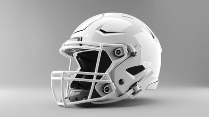 American football helmet in white nowadays that is both stylish and safe. Idea Helmet, Safety, Fashion, Modern American Football, Generative AI.