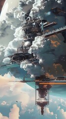 Massive Modular Orbital Space Station with Futuristic Geometric Silhouette and Zero Gravity Habitats