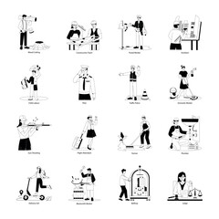 Set of Professional People Glyph Illustrations 