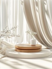 Podium composition with floral for product showcase