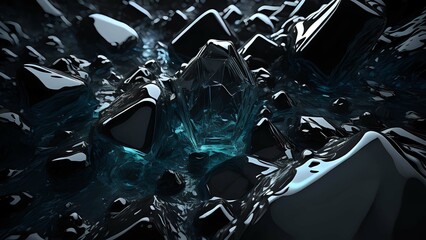 Abstract black ice background texture.  AI Generated.