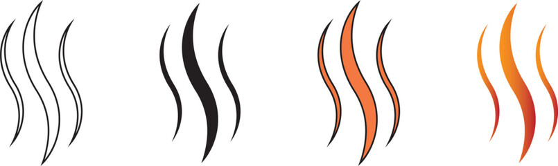 Obraz premium Smoke Steam icons in lined and colored style. Vector illustration
