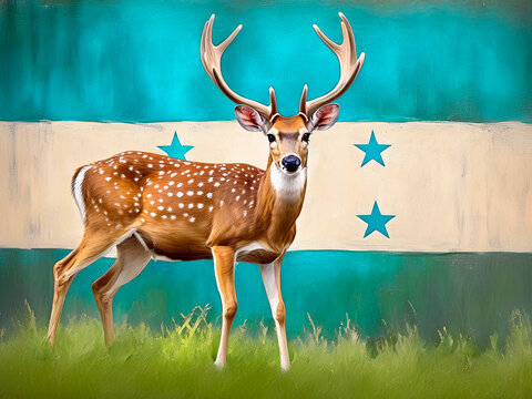 Venado Cola Blanca S&iacute;mbolo Nacional de Honduras y Bandera 