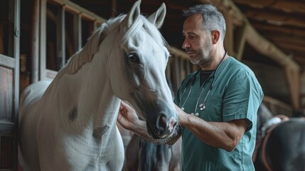 The veterinarian and horse