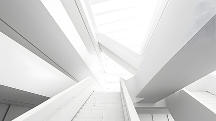 Obraz premium Bright and Minimalist Architectural Corridor with White Geometric Structures