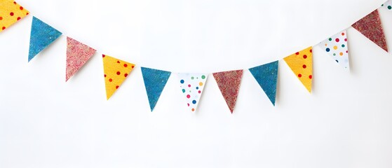 Obraz premium Party decorations with colorful bunting and confetti with white background
