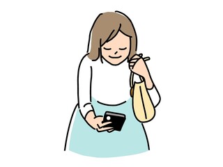 腰をかがめてスマホで撮影している女性