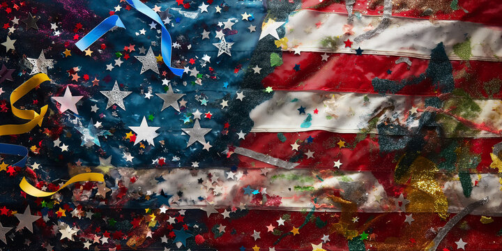 Glittering US flag illustrating 4th of July celebration