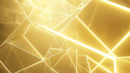 Yellow and White glowing abstract geometric lines. PowerPoint and Business background.