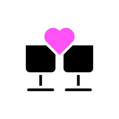 Wedding love icon solid black pink