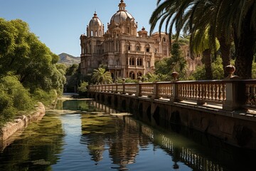 Naklejka premium Royal Palace of Palermo historical elegance in Sicily., generative IA