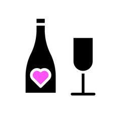 Wedding love icon solid black pink