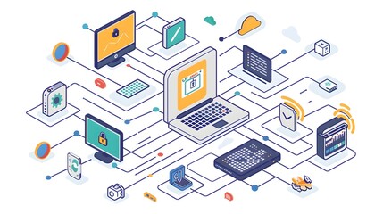 Futuristic Digital Workflow and Interconnected Technology Solutions for Efficient Business