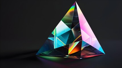 Vibrant Geometric Prism with Multicolored Facets and Light Reflections