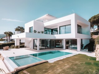 Fototapeta premium Stock photograph of a minimal and modern house