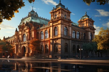 Fototapeta premium Majestic National Museum in Prague, Czech Republic., generative IA