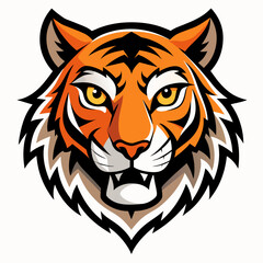 Angry Tiger Mascot, Isolated vector logo illustration | wild animal tiger head face mascot design vector illustration, logo template isolated on white background