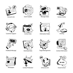 Set of Contact Mediums Hand Drawn Icons

