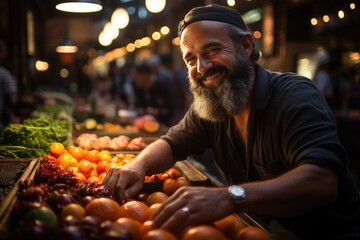 Obraz premium Carmel de Tel Aviv Market vibrant colors, authentic flavors, pulsating life., generative IA