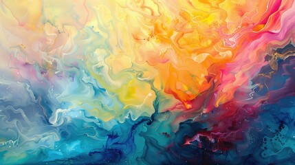 Vibrant swirls of neon watercolor psychedelic