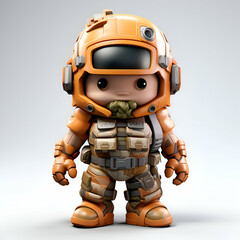 Astronaut in orange helmet on white background. 3D rendering.