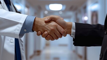 The handshake in corridor