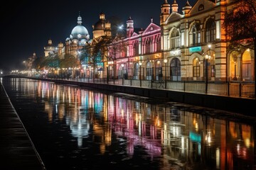 Obraz premium Albert pier, Liverpool museums, shops and restaurants by the water., generative IA