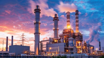 Fototapeta premium A large industrial plant with a lot of smoke coming out of it