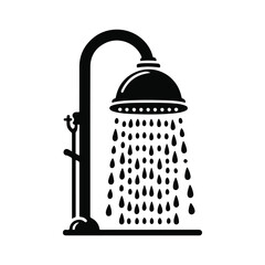 Shower silhouette vector with white color background