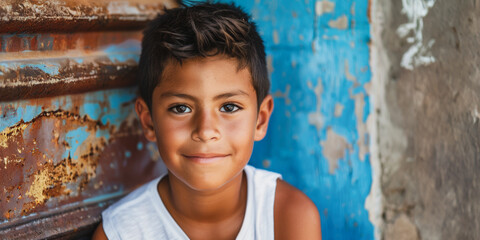 Fototapeta premium Portrait of young boy with freckles