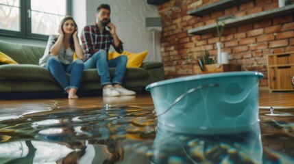 The flooded living room