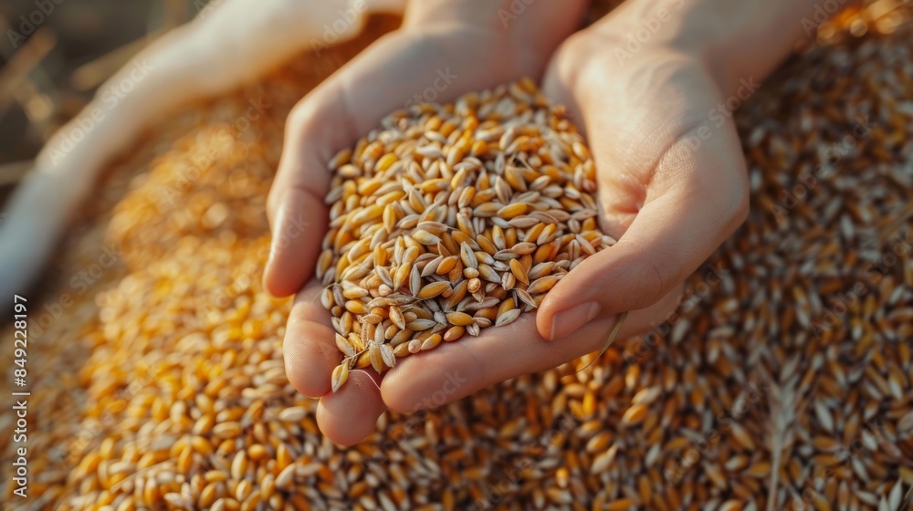 Poster Hands Holding Wheat Grains