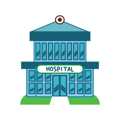 Obraz premium Hospital building icon. Medical and health care theme. Isolated design. Flat Icon Isolated on White Background. resources graphic element design. Illustration with a health theme