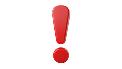 A red 3D exclamation point stands out, isolated, serving as a warning sign or alert