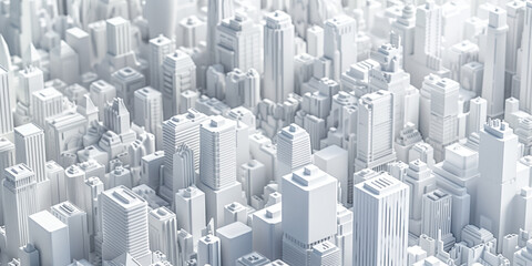 Fototapeta premium Birds Eye view of a modern city. Urban concept. White clay 3D rendering. Created with Generative AI technology.