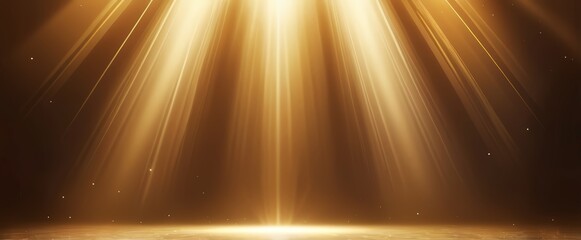 golden scene with light rays background, copy space. Light Beam Effect Background. Sunbeams Bright rays background
