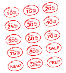 Percent off promotion hand drawn circle