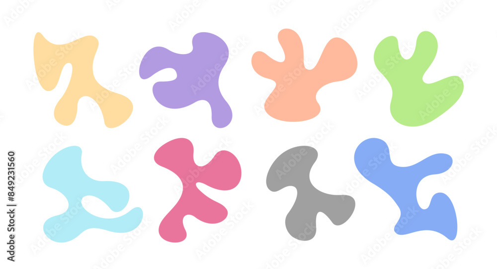 Poster set of abstract amoeba shapes. vector liquid shape - decoration elements.
