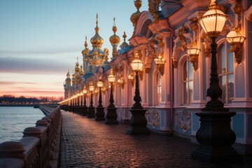 Imposing façade of the Winter Palace in St. Petersburg, Russia., generative IA
