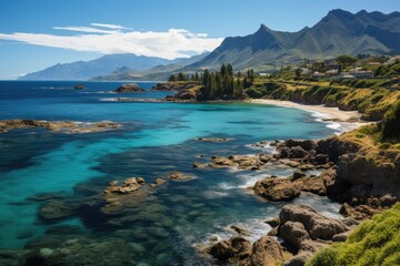 Golden sand beaches on Madeira Island., generative IA