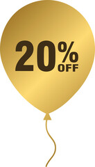 Golden 20 percent off balloon