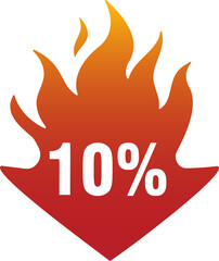 10 percent off flame icon