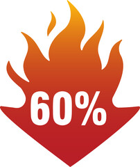 60 percent off flame icon