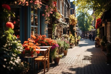 Jordaan, Amsterdam narrow streets and cozy cafes by the channels., generative IA