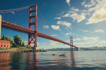 Fototapeta premium 25 de April Bridge over the Tagus River, Lisbon., generative IA