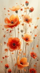 Side view illustration of flower. Beige space to enhance the minimalist aesthetic